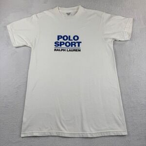 Polo Sport T-Shirt Mens Medium White Ralph Lauren Logo Graphic Vintage 90s Tee